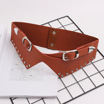 Wide Elastic Rivet Belt – Women’s Decorative Waistband