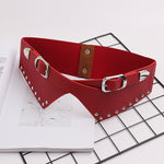 Wide Elastic Rivet Belt – Women’s Decorative Waistband