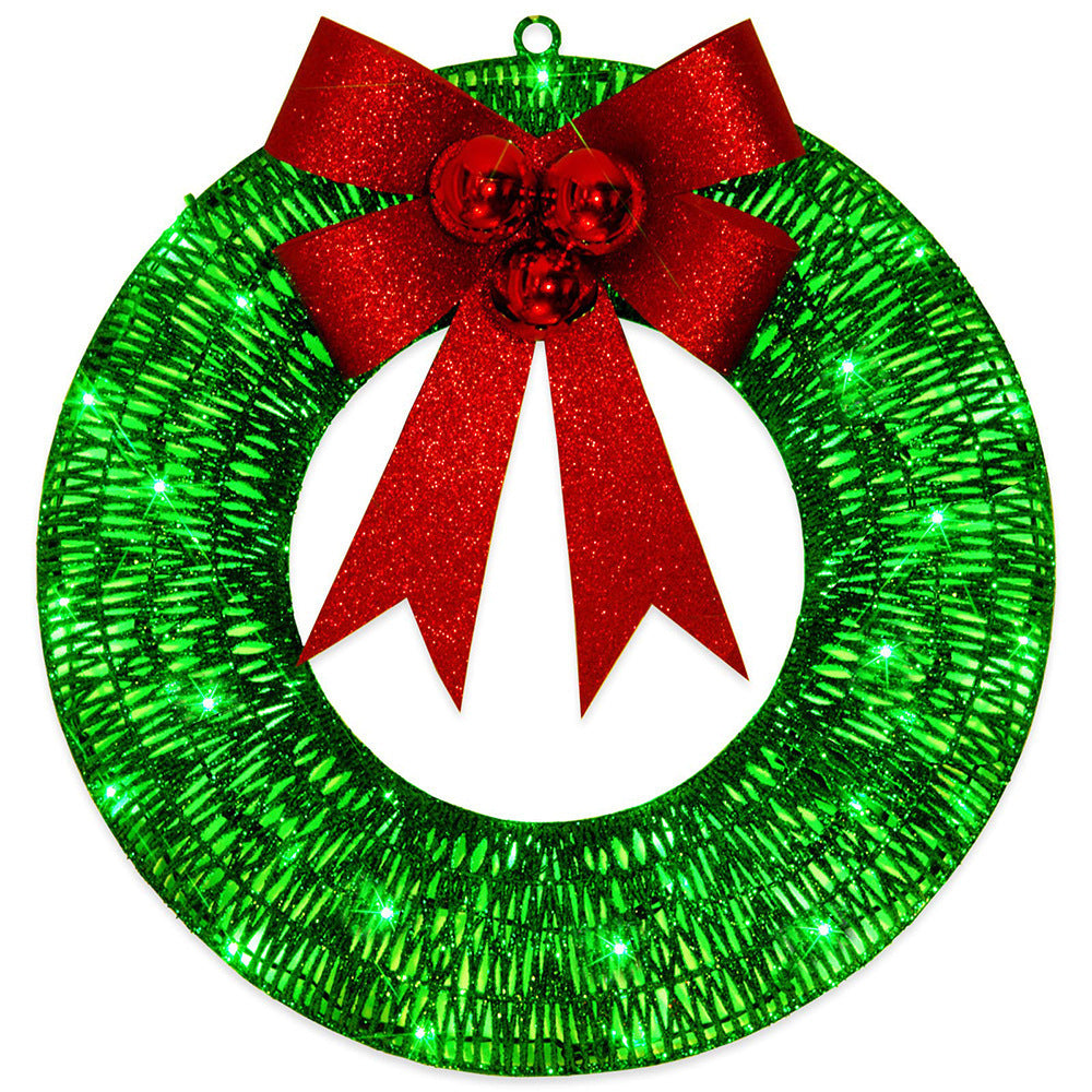 50CM LED Christmas Wreath – Warm Light Garland with Big Bowknot